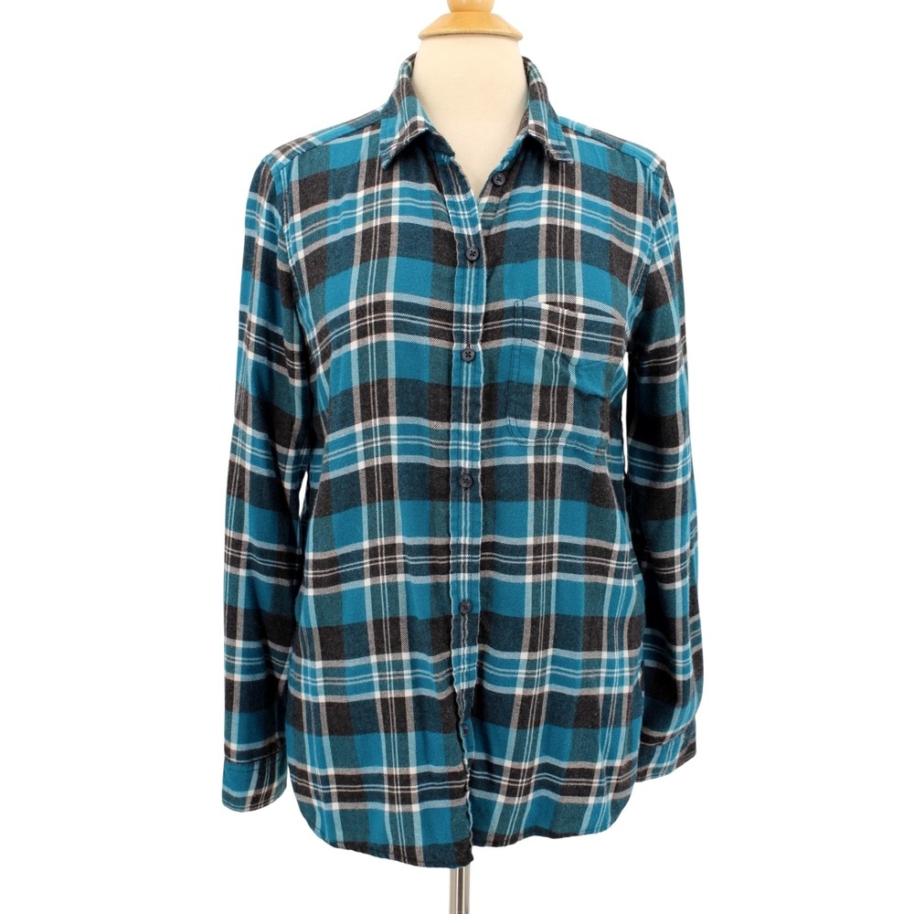 American Eagle AHH-MAZINGLY‎ So Soft Boyfriend Fit Flannel Women's Medium Blue